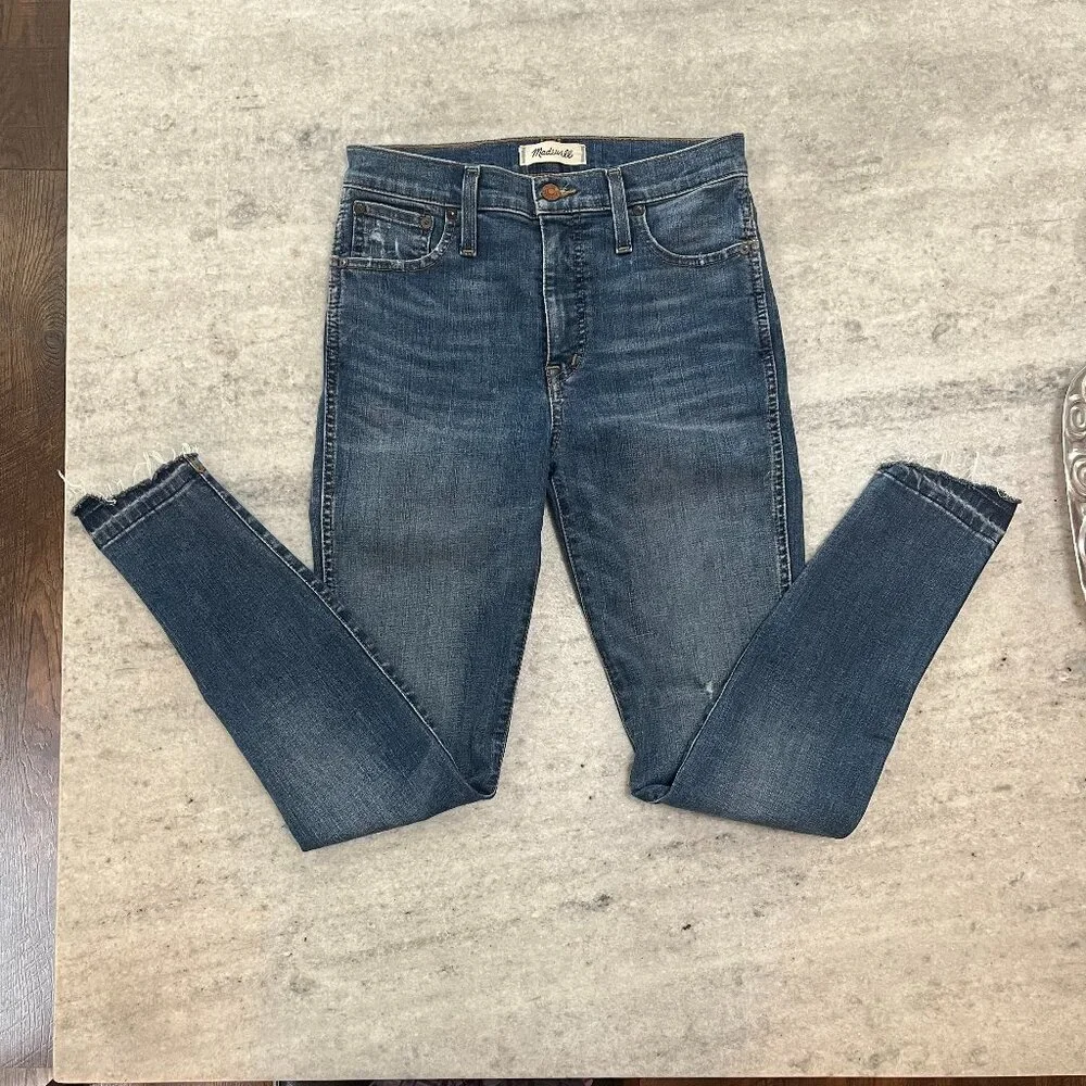 MADEWELL High Riser Skinny Distressed Jeans Drop Hem Ankle  Size 2